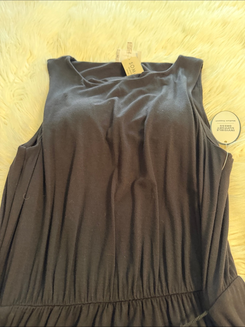 SOMA Sleeveless Black Midi Dress with Waist Tie and bra support size M brand new - Picture 7 of 8